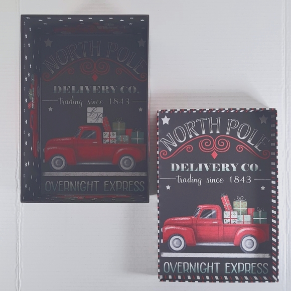 Lot of 2 Lindy Bowman Gift Box Christmas Old Time Santa Red Truck Presents NEW - Picture 5 of 10